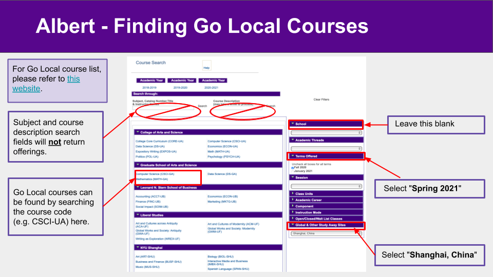 nyu course schedule courant