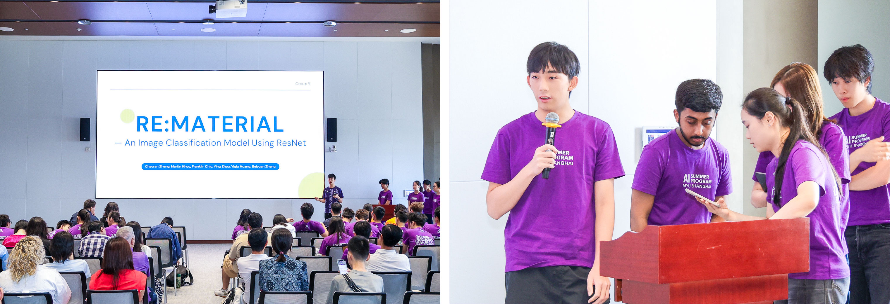 Students presented their team projects on stage.