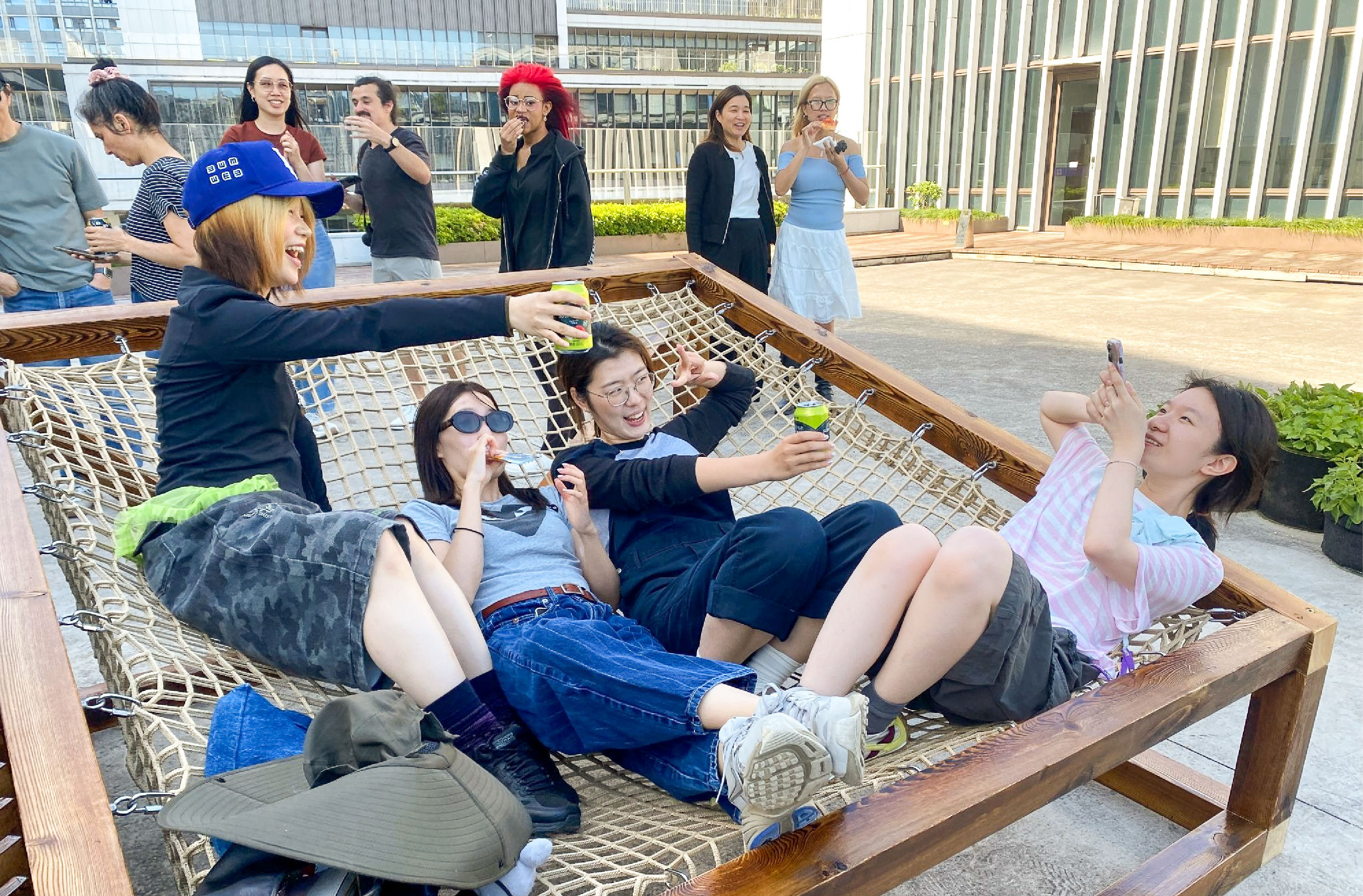 partying in the garden