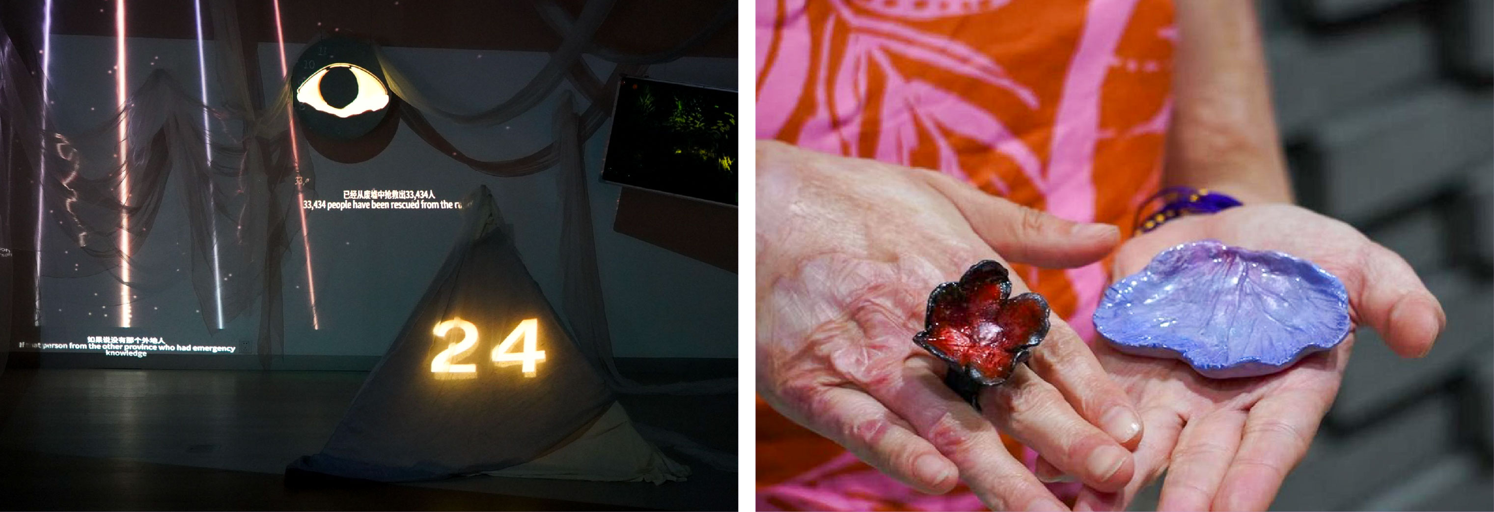 Left: Sophia’s Dean’s Undergraduate Research Fund project Echoes of Remembrance, created in collaboration with Maggie Wang ’26 in 2024 to commemorate the 2008 Sichuan Earthquake. Right: Sophia’s project Wounds x Possibilities explores the personal and collective stories behind physical and emotional scars through design, narrative, and digital expression.