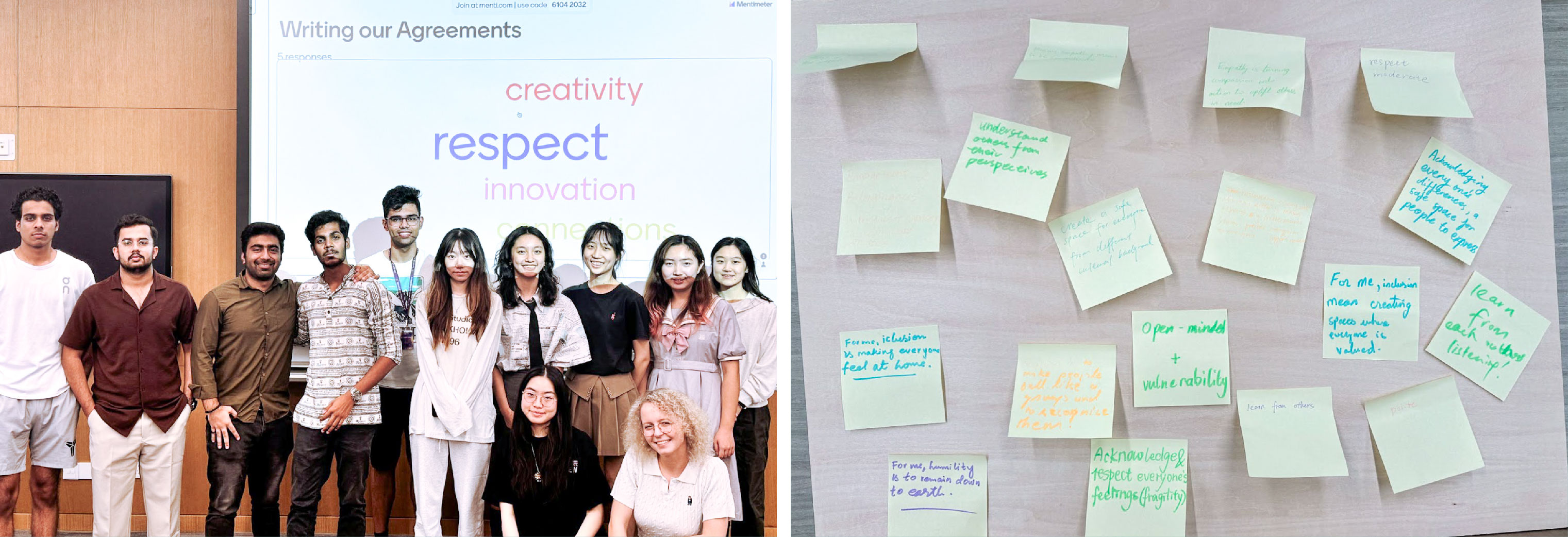 millennium fellows and post-it notes with their thoughts on their projects