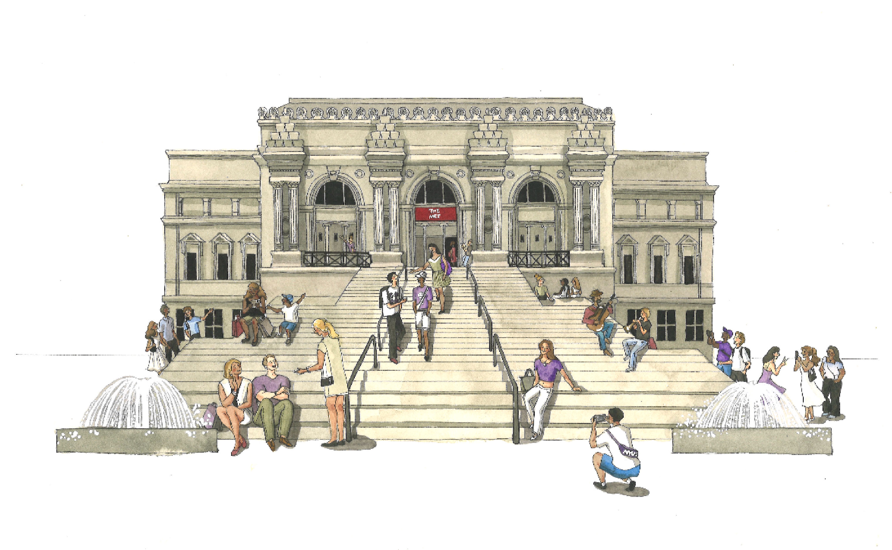 The Metropolitan Museum of Art in New York. Can you spot the artist wearing a lavender dress?