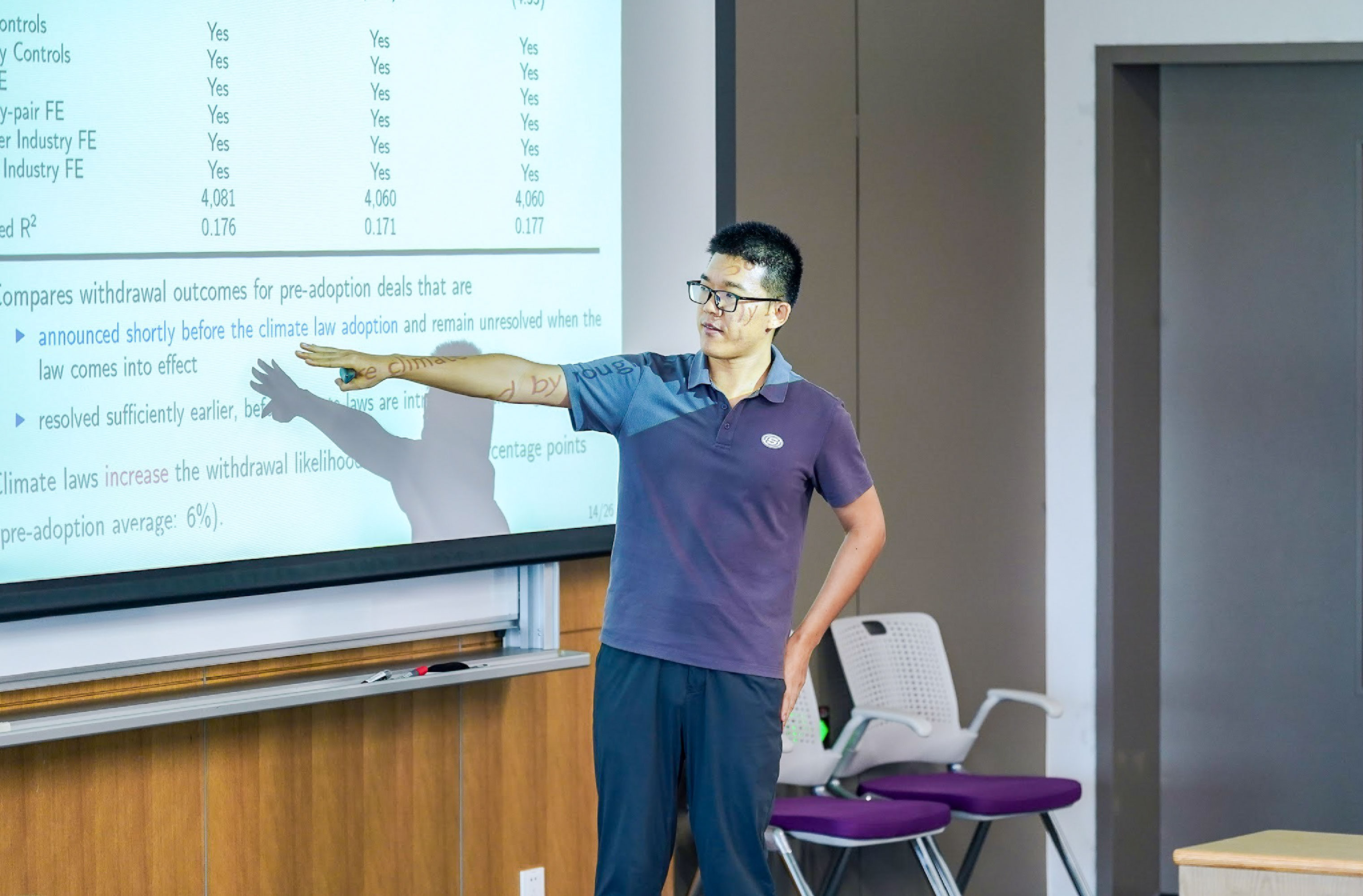 Tong Li of Xiamen University presented a paper on climate laws and their impact on cross-border mergers and acquisitions
