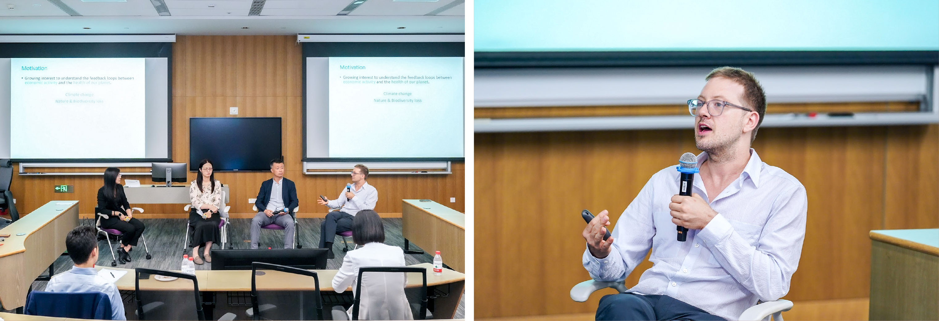 The workshop concluded with a panel discussion on how climate change is reshaping financial markets through research, investment, and policy. Moderator and Assistant Professor of Finance Christina Dan Wang opened the discussion by asking where climate finance research and practice are headed over the next decade.