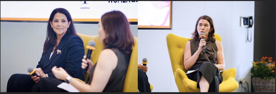 Chief Culture Officer of The Bicester Collection Chantal Khoueiry (left) and Assistant Professor of IMB Emilie Yuki Takayama (right) during the fireside chat