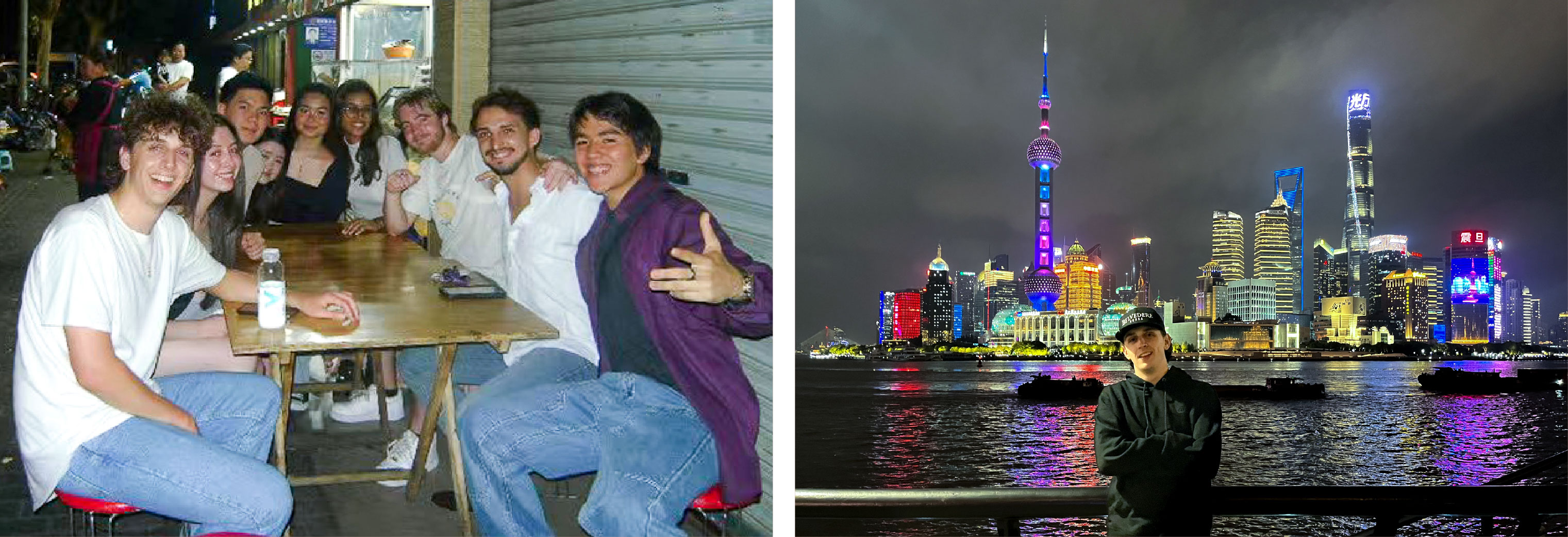 Left: With Friends having a late night meal after returning from summer break 2023 Right:  end of Freshman year. Spring 2023