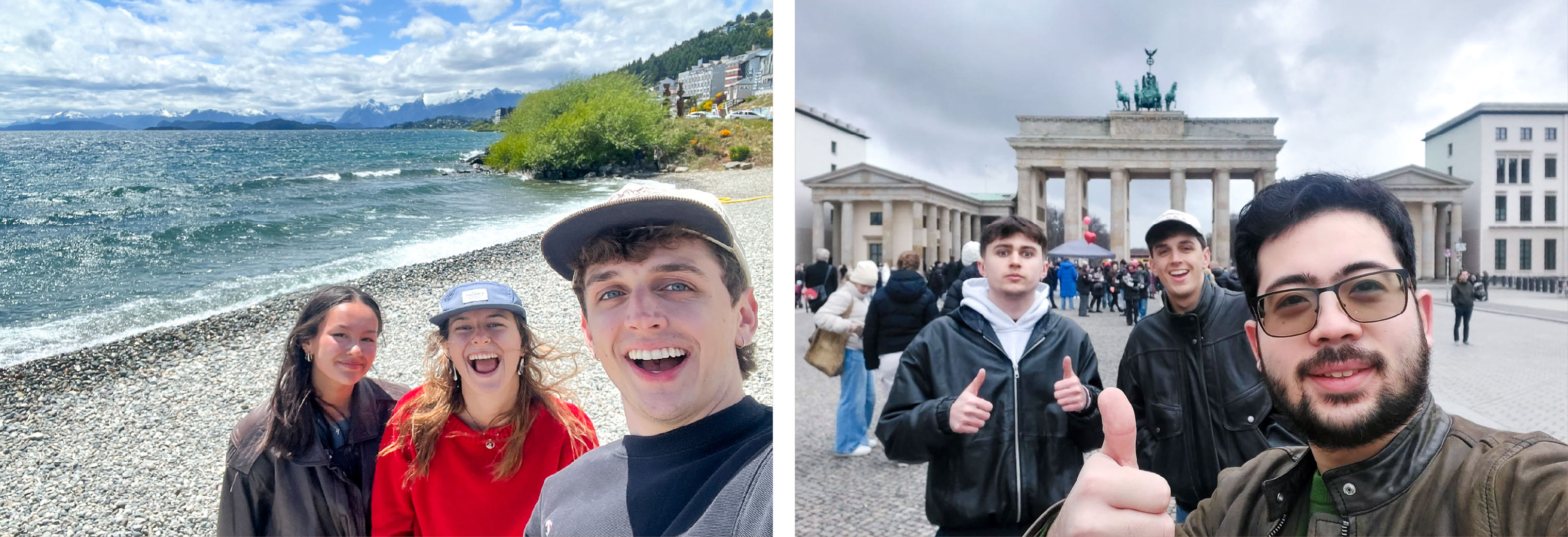Left:  Traveling in Argentina Fall 2024 Right: AJ and friends geocaching in Berlin, Spring 2025