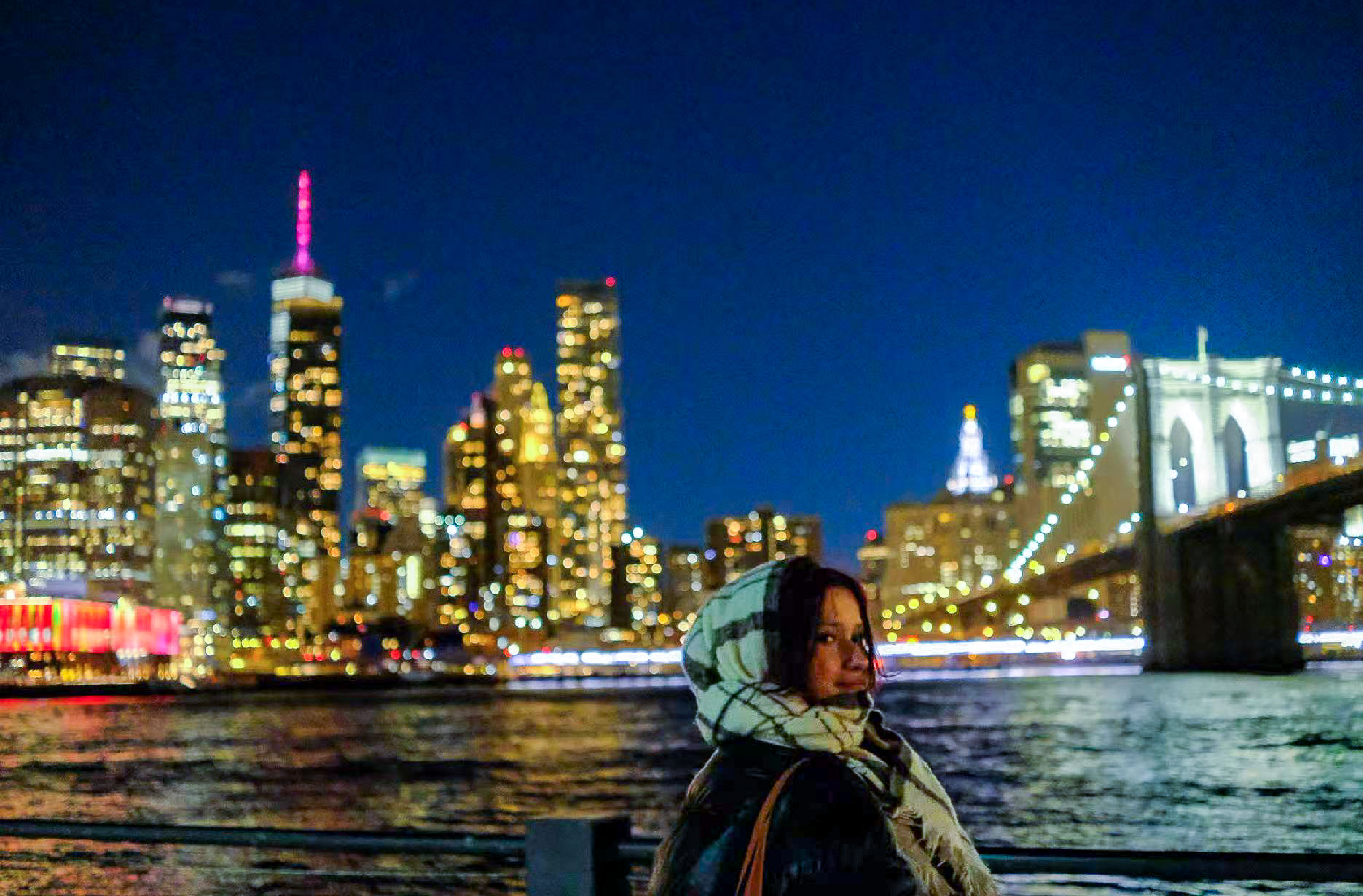 Raquel Jimenez ’26 in New York City while studying away at NYU in Fall 2025