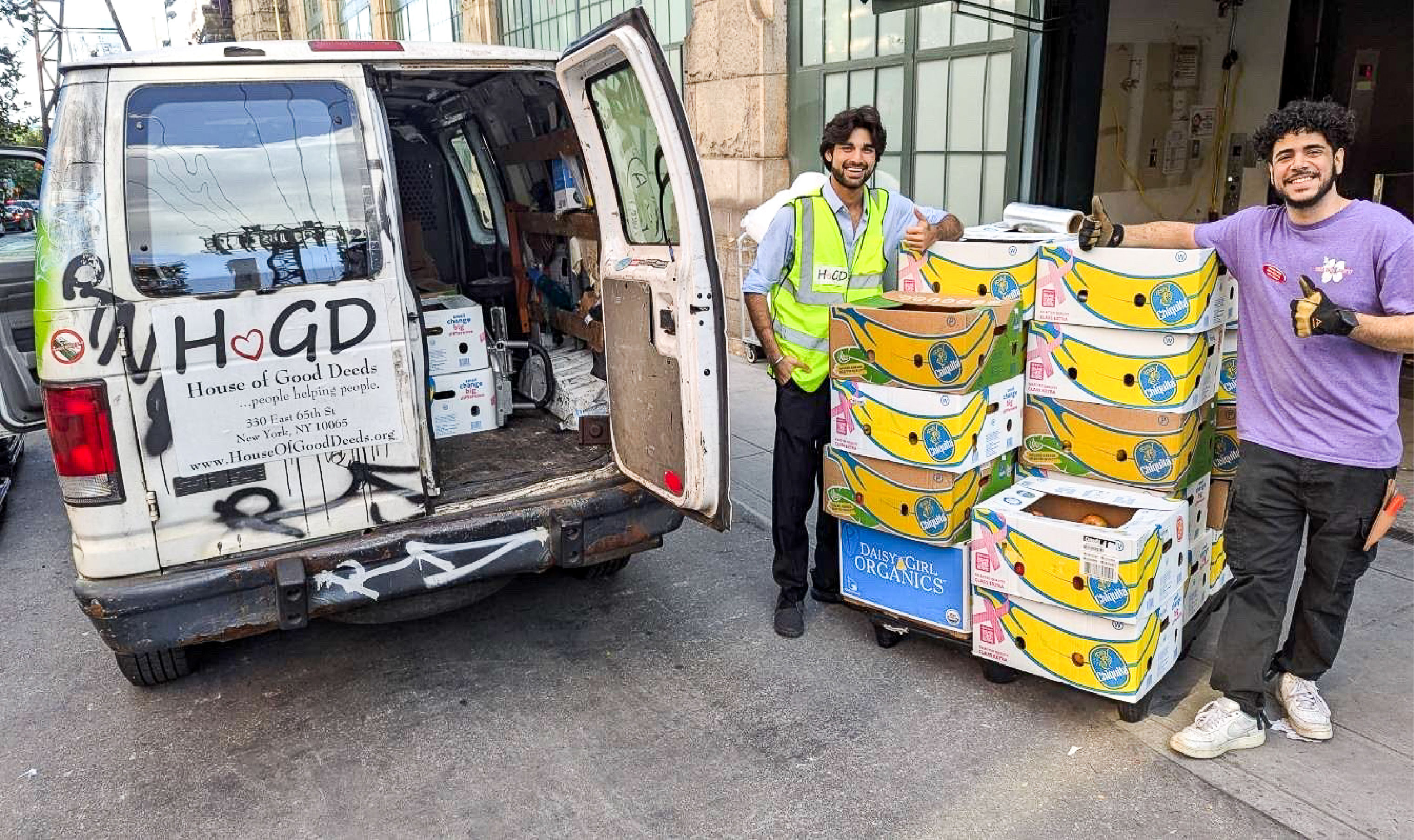 Lifting boxes as a House of Good Deeds volunteer and intern (NY) 