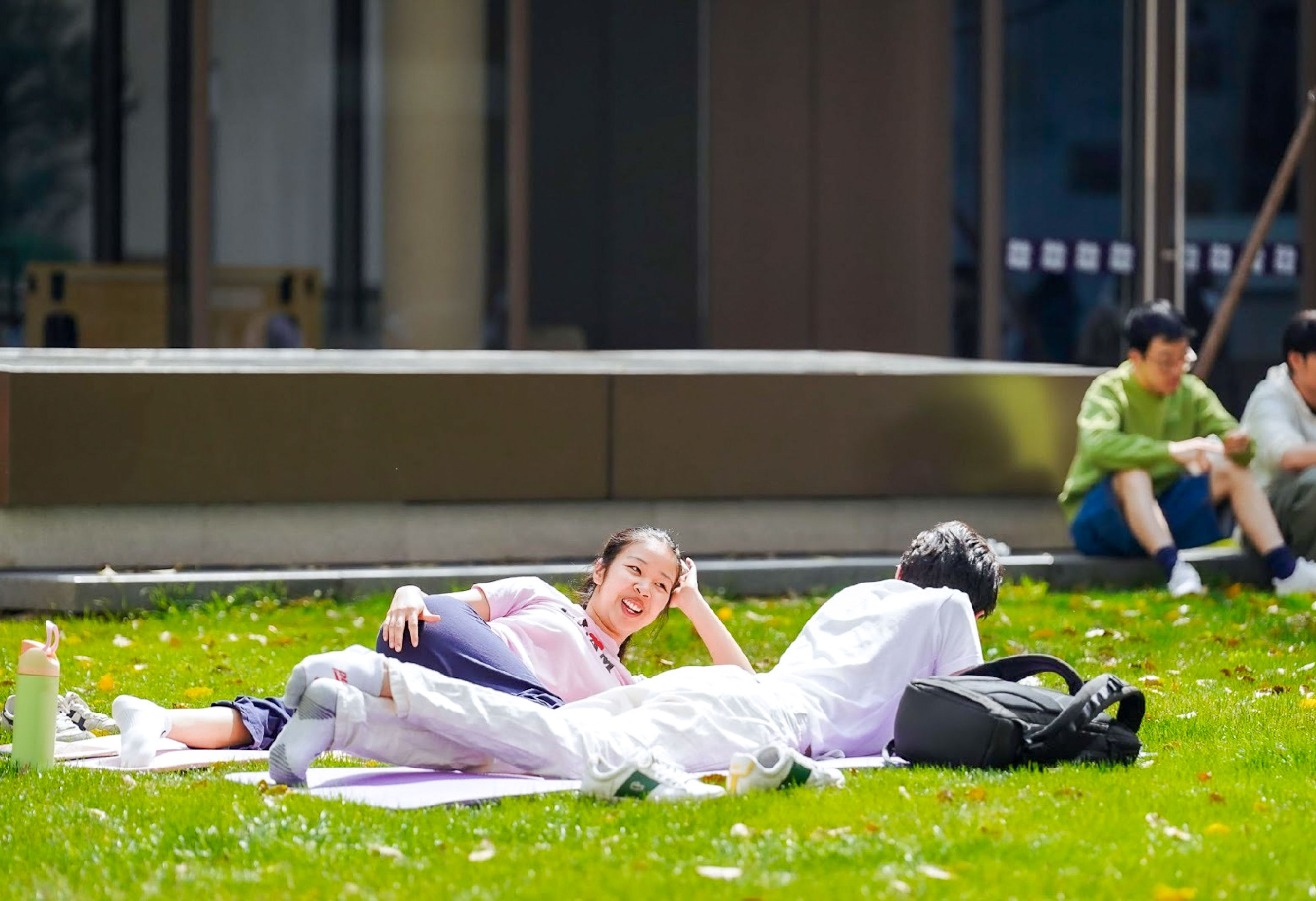 relaxing on the quad