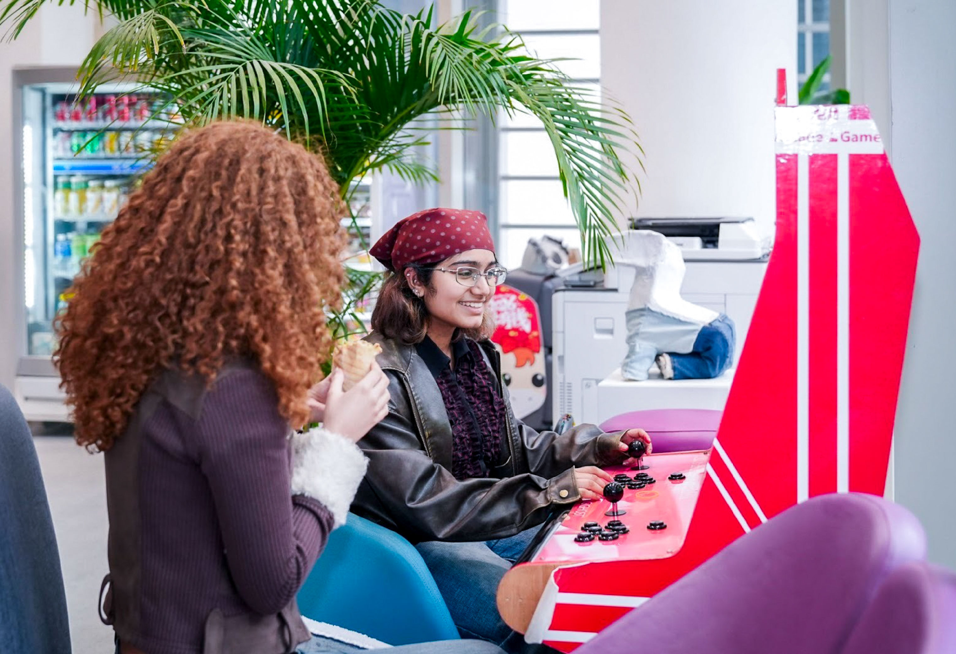 playing arcade games 