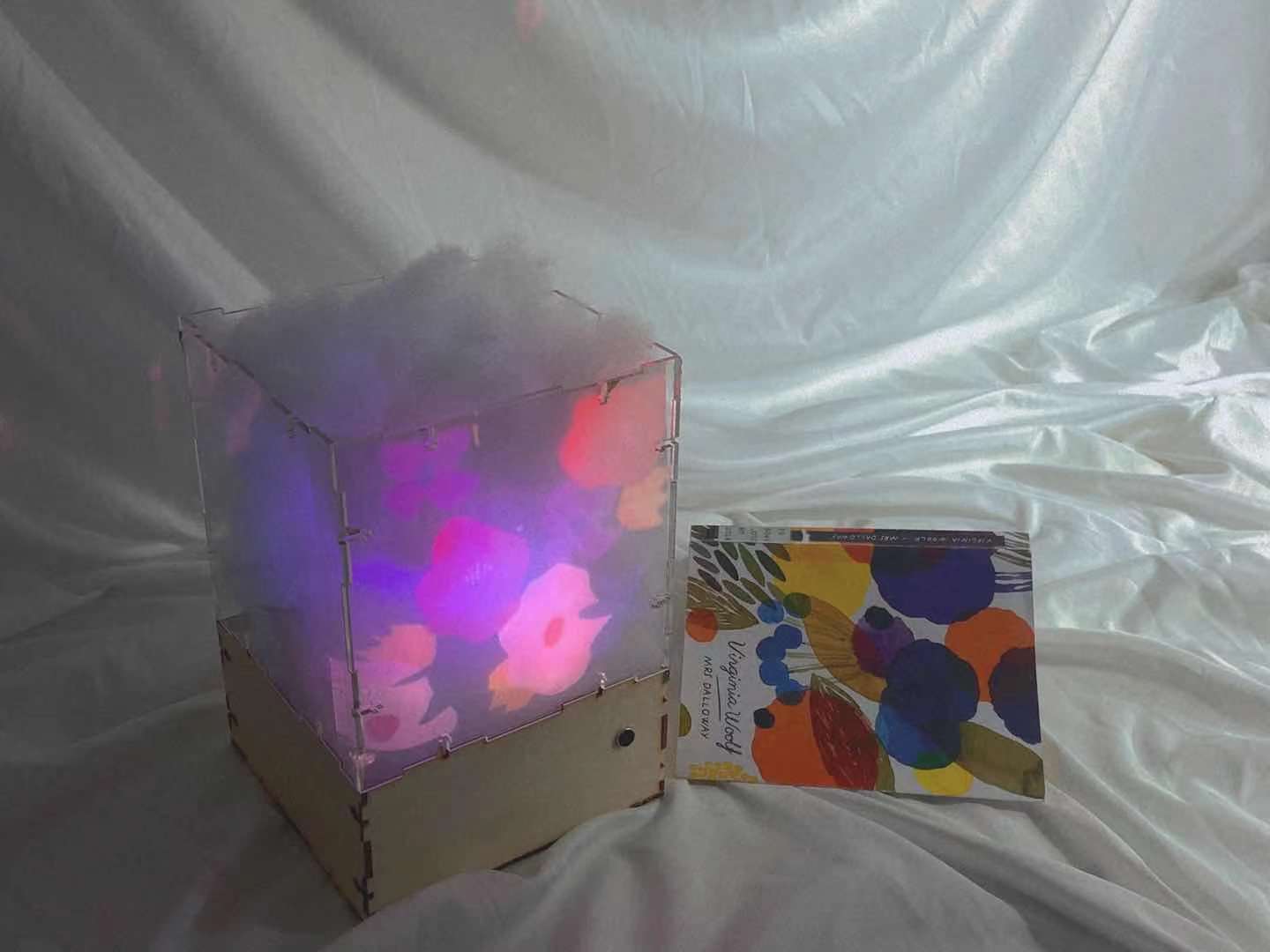Echo Wang's Cube Clarissa glows with a story book next to