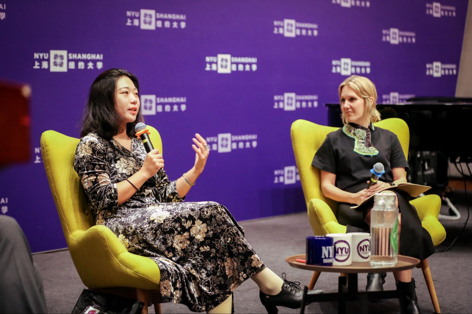 Li (left) and Lindtner (right) discuss the film after its screening