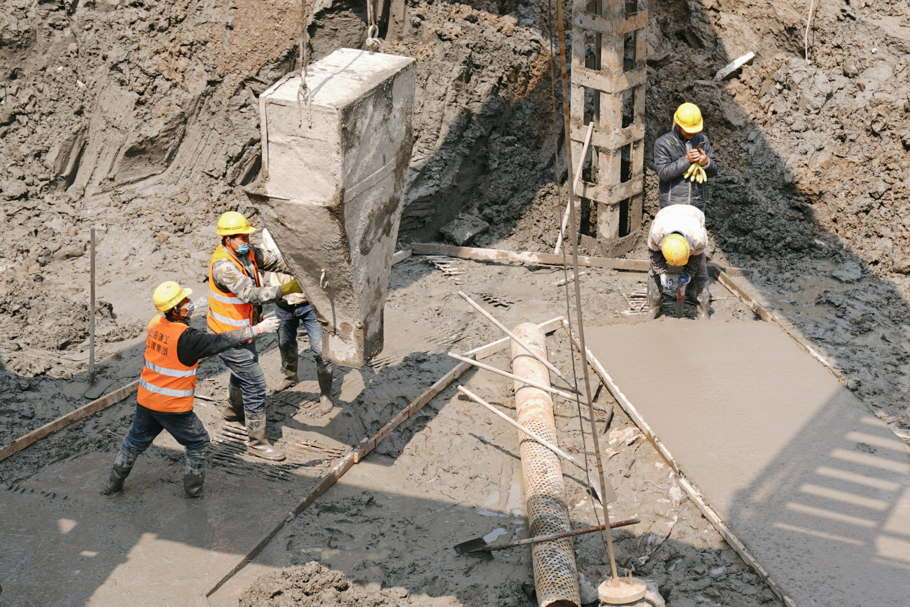 Pouring concrete