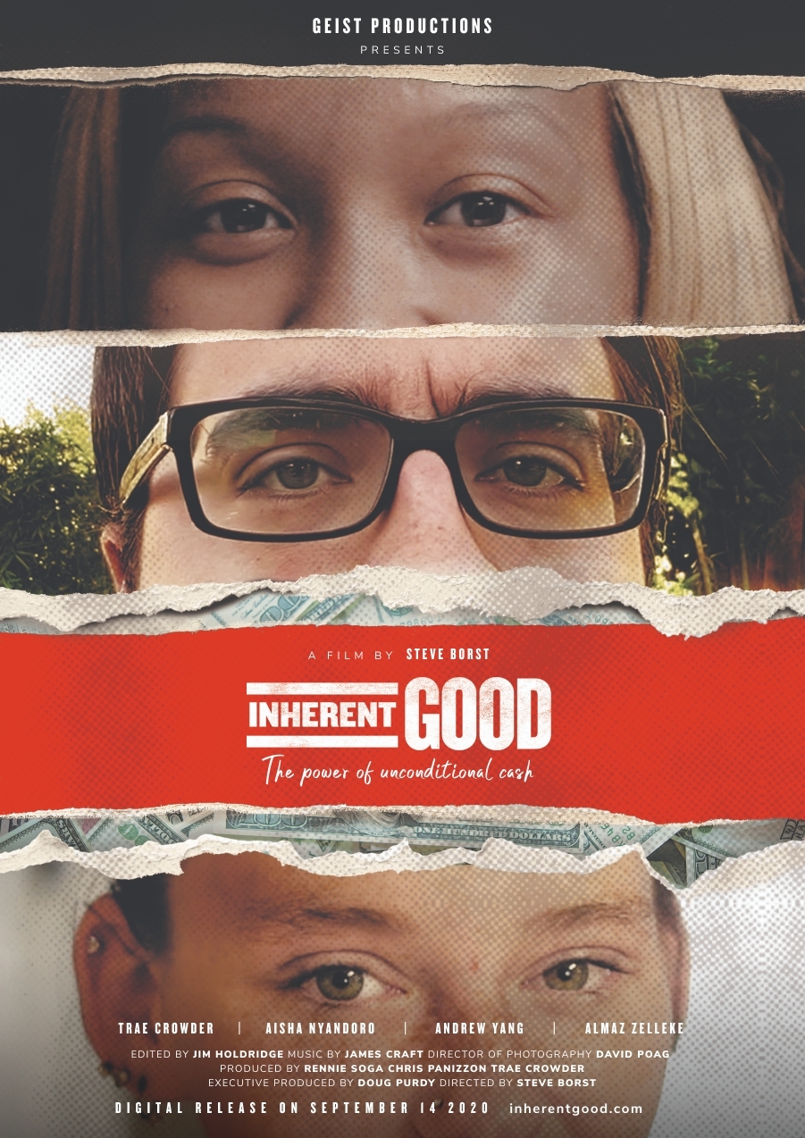 The official poster for the documentary Inherent Good. Three faces are featured, with Almaz Zelleke's name in the credits.