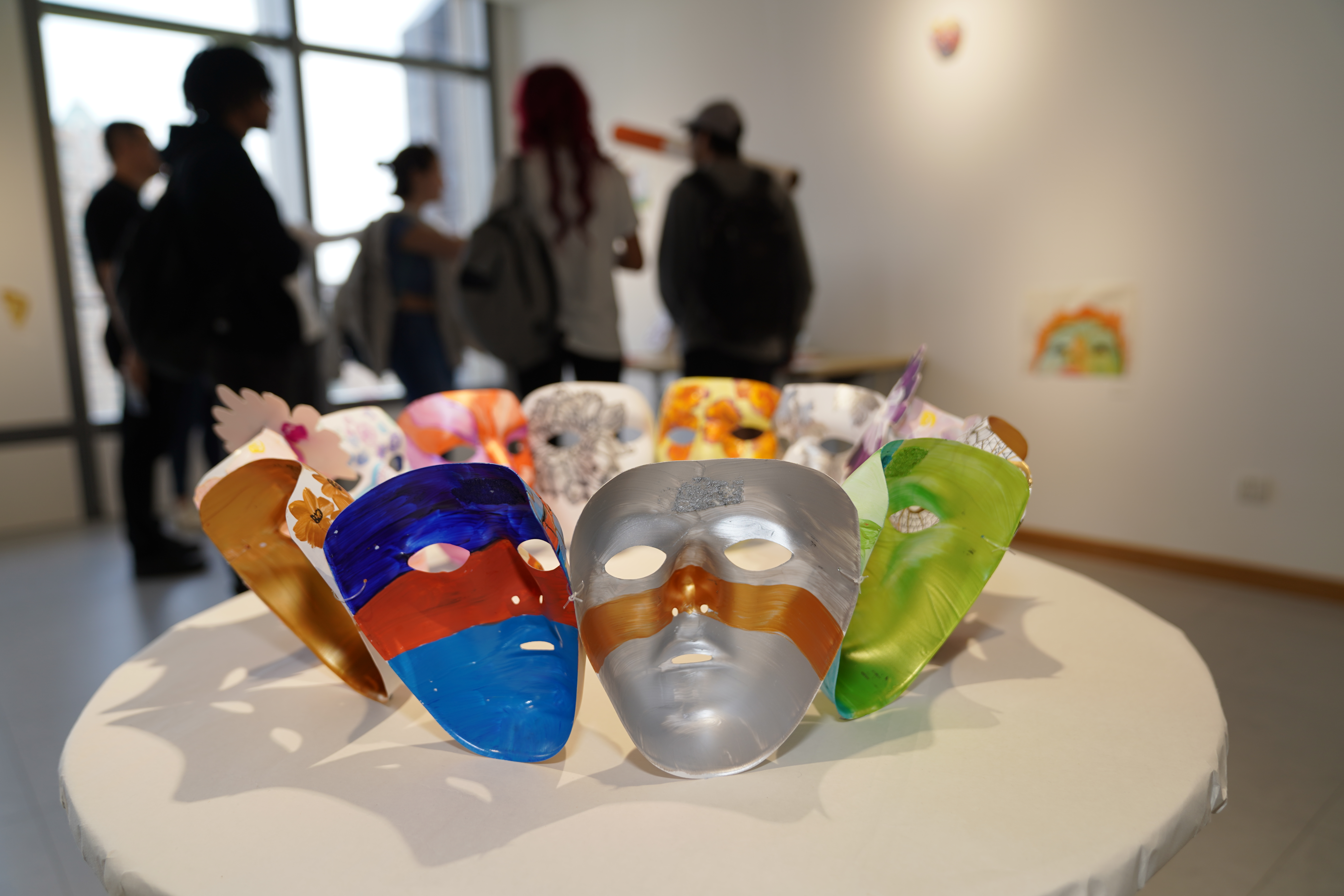 a student art project of masks 