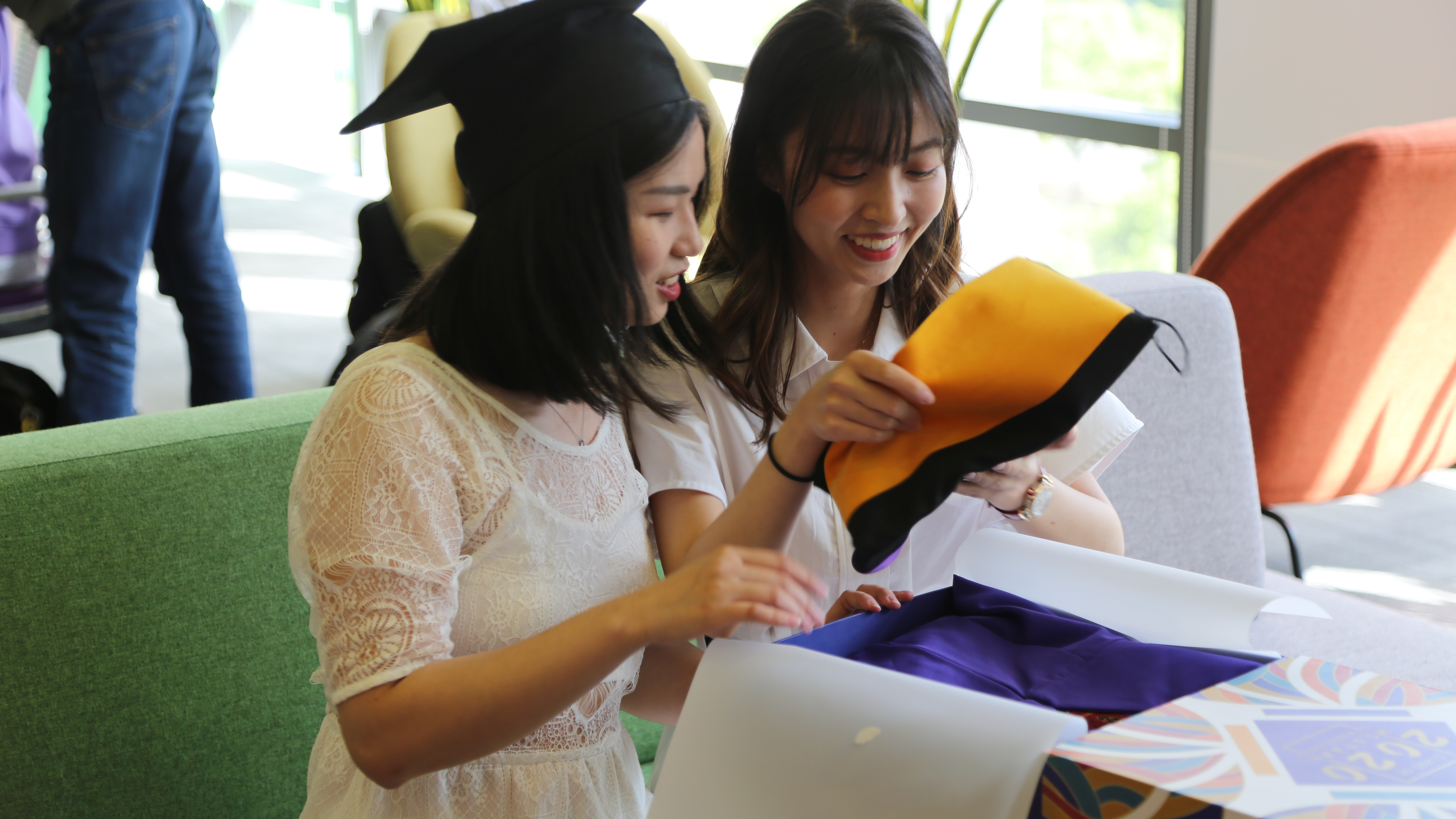 Student dons mortarboard