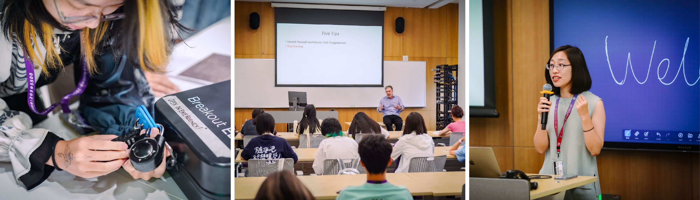 students participating in Qilin Forum talks and events