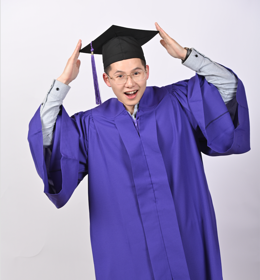 Joking in cap and gown