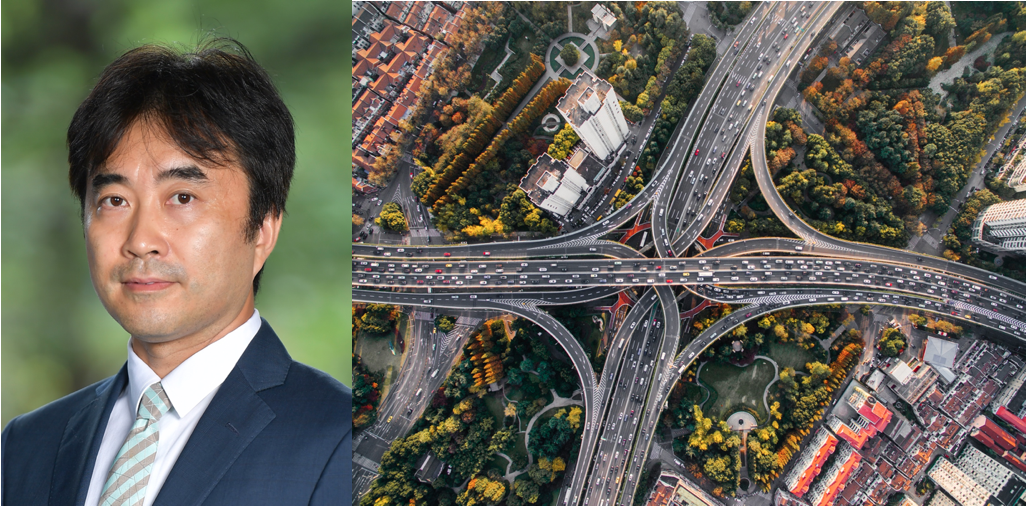 Guan and aerial shot of Yan'an Road East  interchange