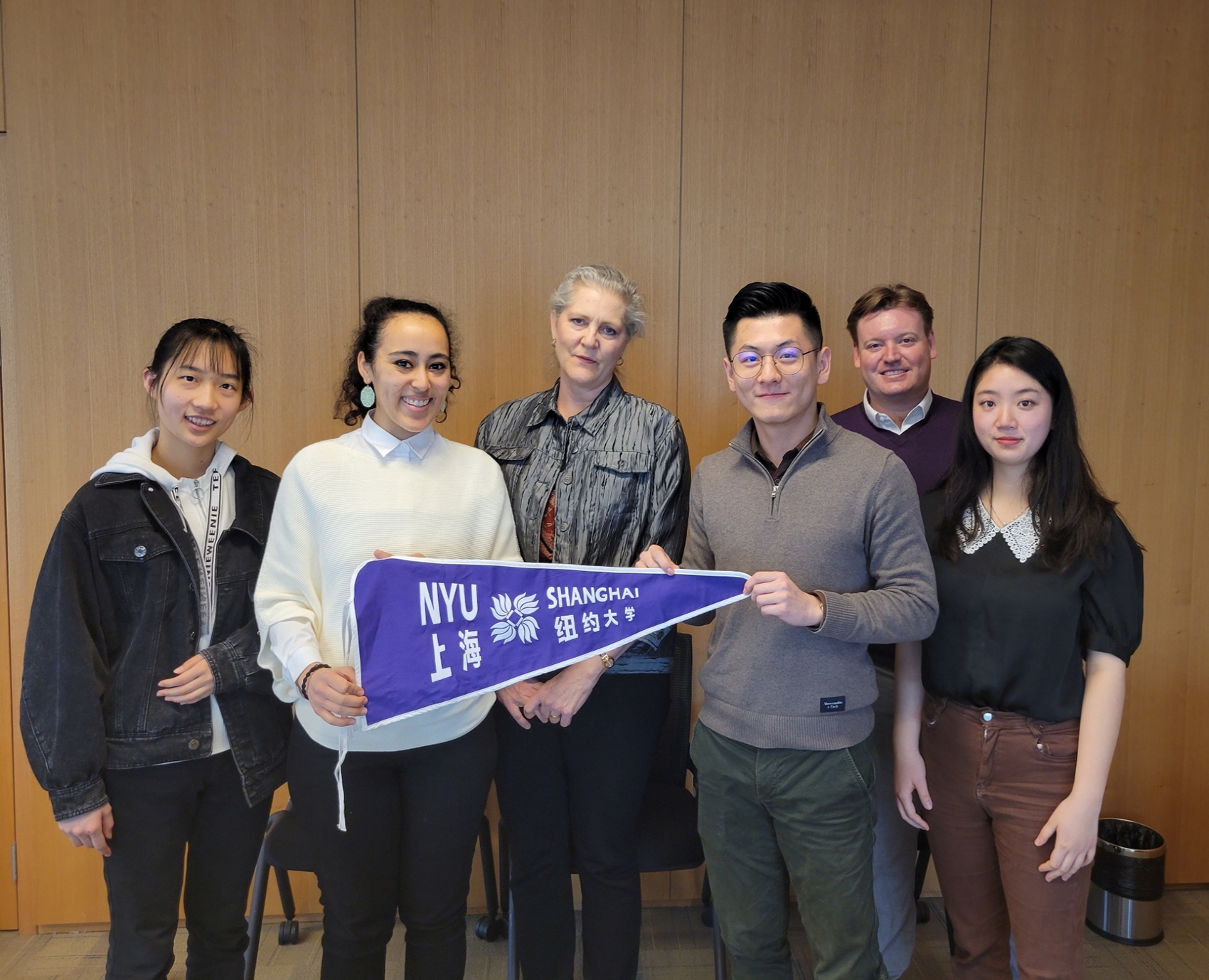 Cai and his classmates stand with Bettina Malone, Minister Counselor for Public Affairs at the US Embassy in Beijing in 2022. 