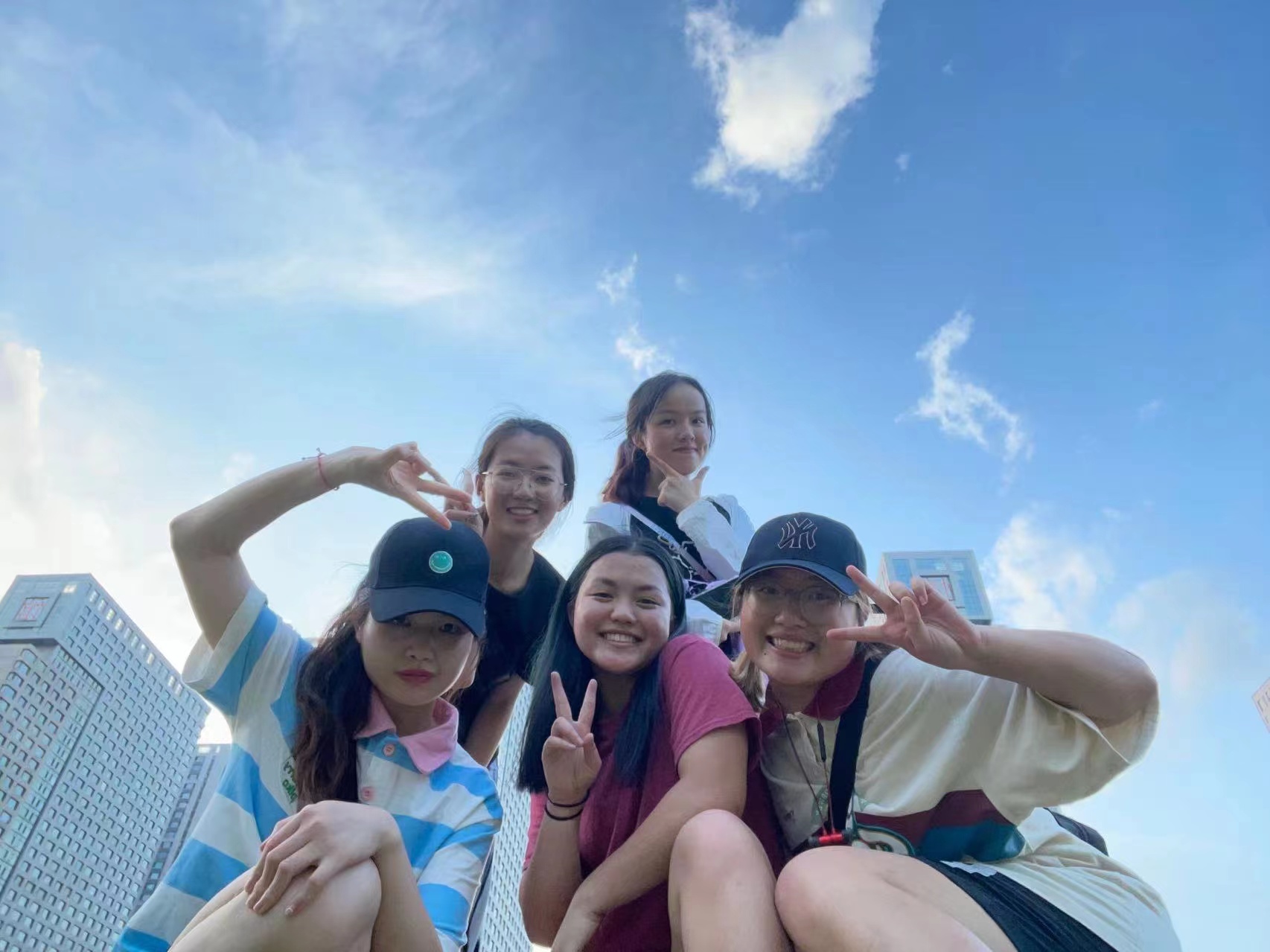 Wu with her friends