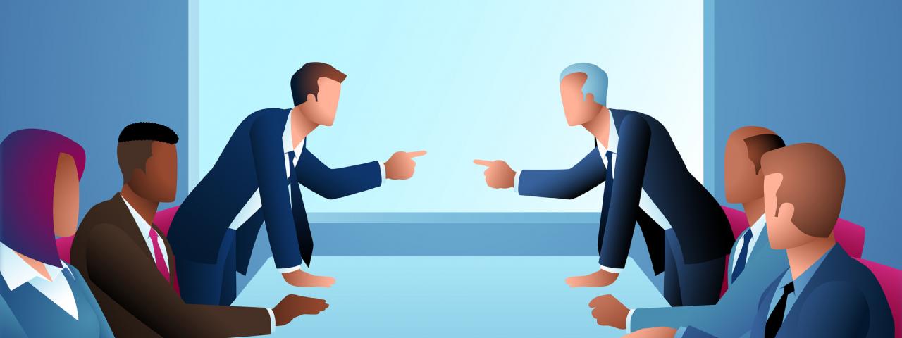 Businessmen argue with each other during a negotiation