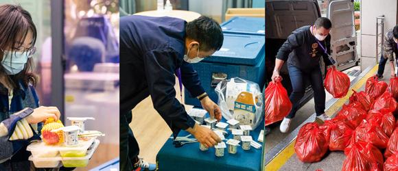 a collage of meal delivery and supply distribution 