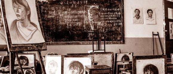 A scene of an art class