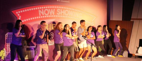 A group of students performing