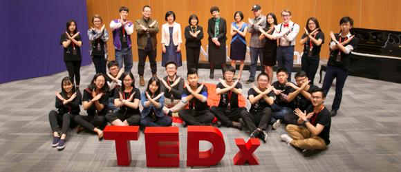 TEDx logo and students