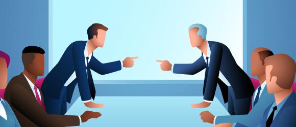 Businessmen argue with each other during a negotiation