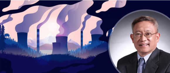 illustration: coal smokestacks obscure view of sunset