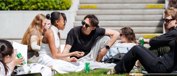 relaxing on the quad