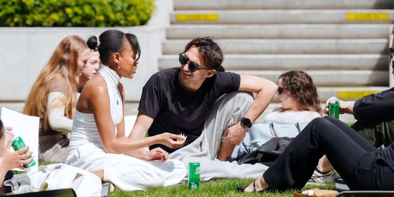 relaxing on the quad