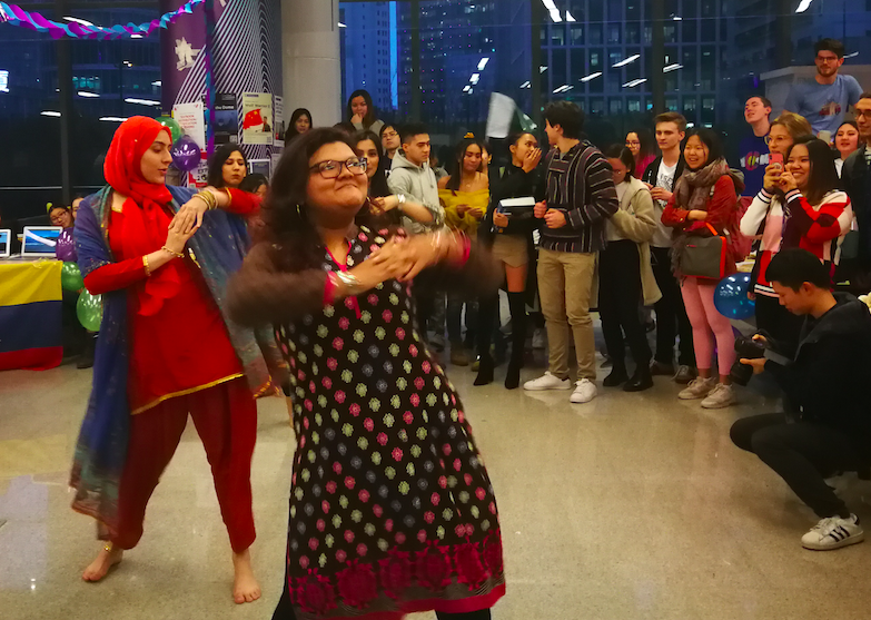 Showing off dance moves, Bollywood style.