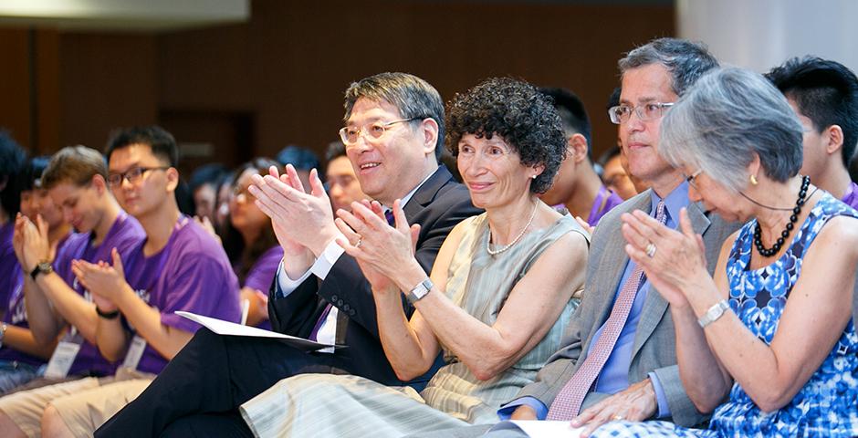 NYU Shanghai officially welcomed new students into the NYU family this weekend in a Convocation ceremony held on campus. As they entered the hall, each student placed a light on a poster spelling out 2020, symbolising their coming together as one class. Echoing this year's theme, Flourish, we wish the Class of 2020 an exciting four years of growth and discovery.  (Photo by: NYU Shanghai)