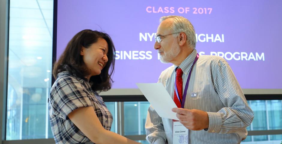 On May 26, Associate Vice Chancellor for Strategy Eitan Zemel, Dean of Business Yuxin Chen and the Business faculty team joined recent graduates and their guests at a completion ceremony in celebration of their many achievements throughout a year-long journey. (Photo by: NYU Shanghai)