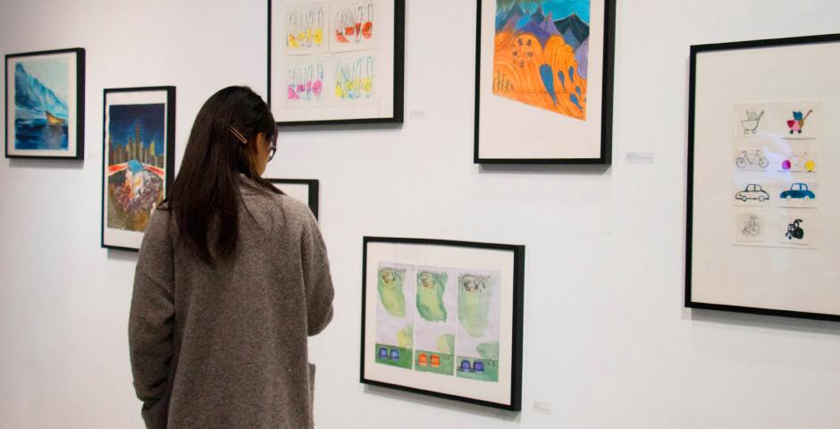 Students from the Foundations in Painting & Printmaking class expressed the map as art using an array of techniques and mediums including gouache, watercolor, etching, engraving and woodcuts. The course is taught by Clinical Assistant Professor of Arts Monika Lin. (Photo by: Jack B. Du)