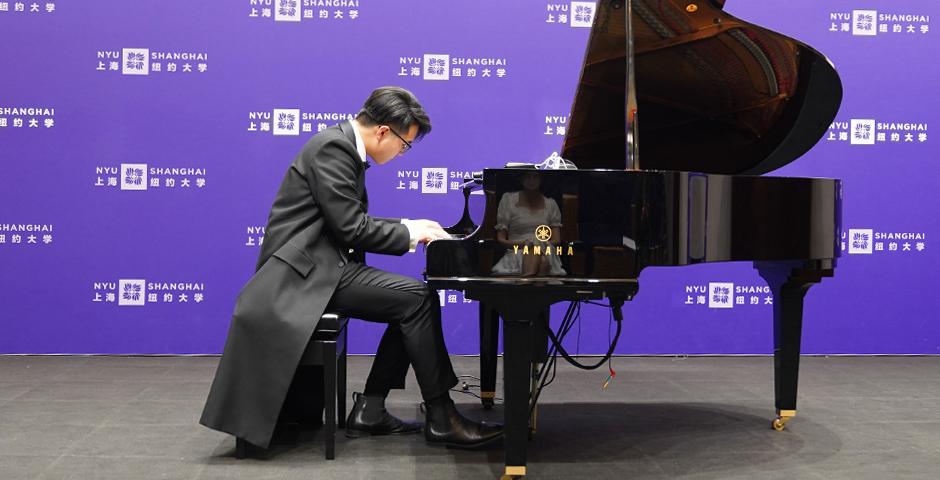 A recital with a twist: This year, Professor Chen Meiling’s piano students didn’t just perform live solos, they connected their performances with concepts from other classes they were taking. Yang Chuanyue NYU ’23, likened his performance piece -- S. Rachmaninoff’s “Liebesleid” (Love’s Sorrow) -- to the often melancholic endings of old love stories he read in the literature course, Shanghai Stories. “The piece jumps between A-minor and A-major as if we are on a journey to see the ups and downs of a romance,” he said. “Beauty is elevated on the basis of sadness.”