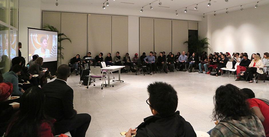 2015年三月五日，一个关于种族主义的论坛吸引了上海纽约大学师生的积极参与。(摄影：王孙怡)