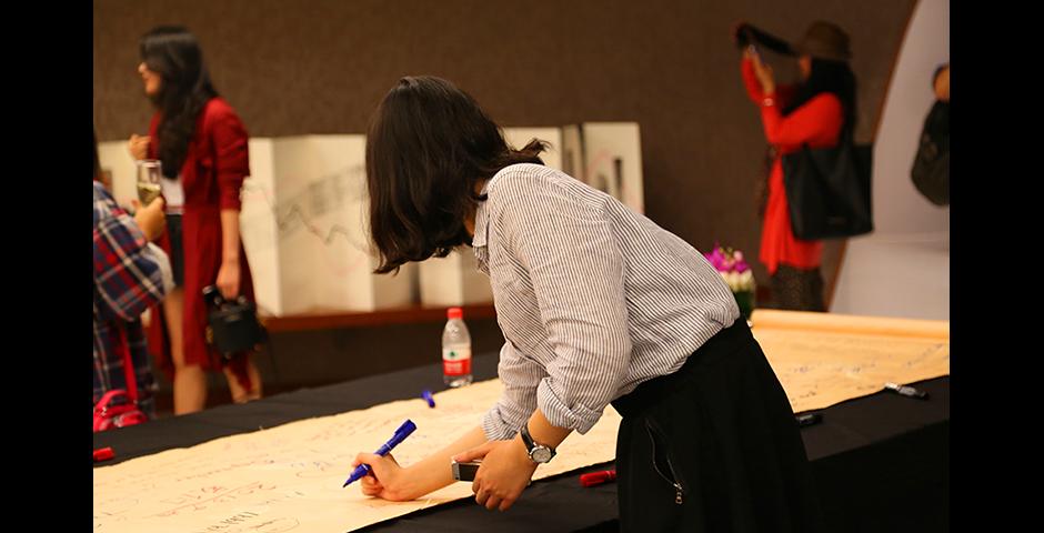 &quot;Ode to Dancing Ink&quot; of Qin Feng at NYU Shanghai Art Gallery Opening on October 25, 2015.  (Photo by: Wenqian Hu)
