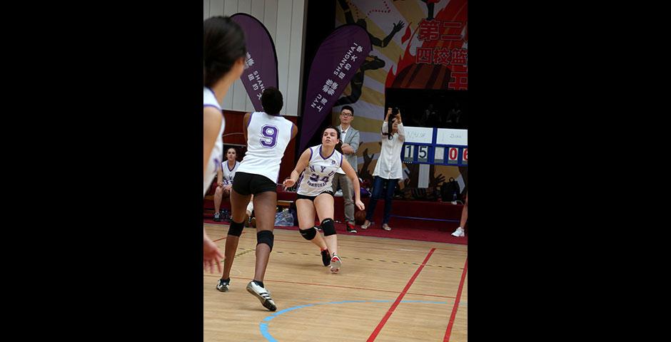 NYU Shanghai faces off against Duke Kunshan University in women's volleyball and men's basketball as part of Viva La Violet Week. April 18, 2015. (Photo by Dylan J Crow)