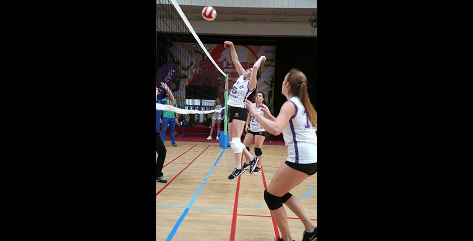 NYU Shanghai faces off against Duke Kunshan University in women's volleyball and men's basketball as part of Viva La Violet Week. April 18, 2015. (Photo by Dylan J Crow)