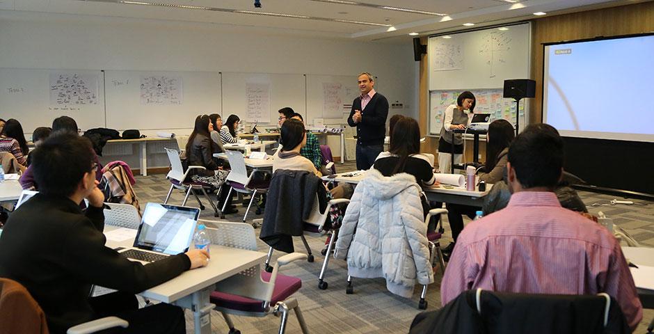 The first-ever DBS Digital Express Challenge at NYU Shanghai provides participants with Design Thinking and Lean Startup methodology training. January 22, 2015. (Photo by Tina Xu)
