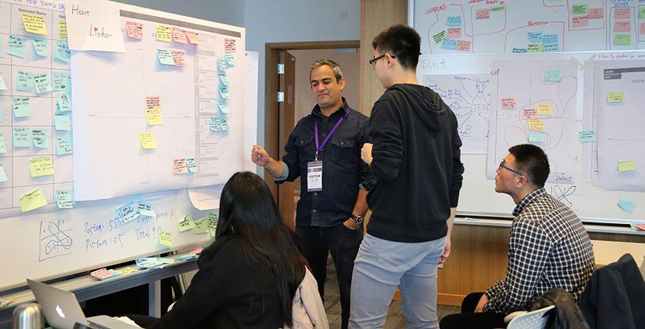 The first-ever DBS Digital Express Challenge at NYU Shanghai provides participants with Design Thinking and Lean Startup methodology training. January 23, 2015. (Photo by Tina Xu)