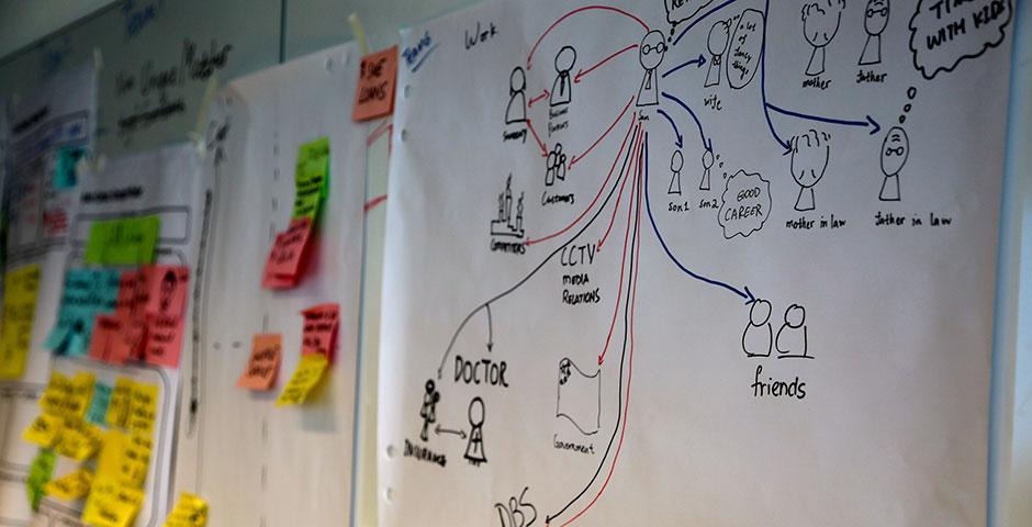 The first-ever DBS Digital Express Challenge at NYU Shanghai provides participants with Design Thinking and Lean Startup methodology training. January 24, 2015. (Photo by Sunyi Wang)