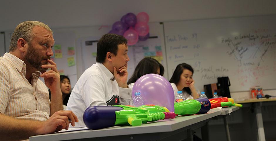 The first-ever DBS Digital Express Challenge at NYU Shanghai provides participants with Design Thinking and Lean Startup methodology training. January 24, 2015. (Photo by Sunyi Wang)