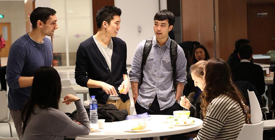 NYU Shanghai students kicked off the Spring 2015 semester with a variety of fruits at the official Welcome Back Mixer. January 26, 2015. (Photo by Sunyi Wang)