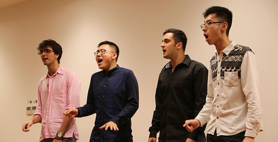 The NYU Shanghai community honors those impacted by the devastating Nepal earthquake with a candlelight vigil and a benefit event hosted in conjunction with the Rotary of Shanghai. May 4, 2015. (Photo by Sunyi Wang)